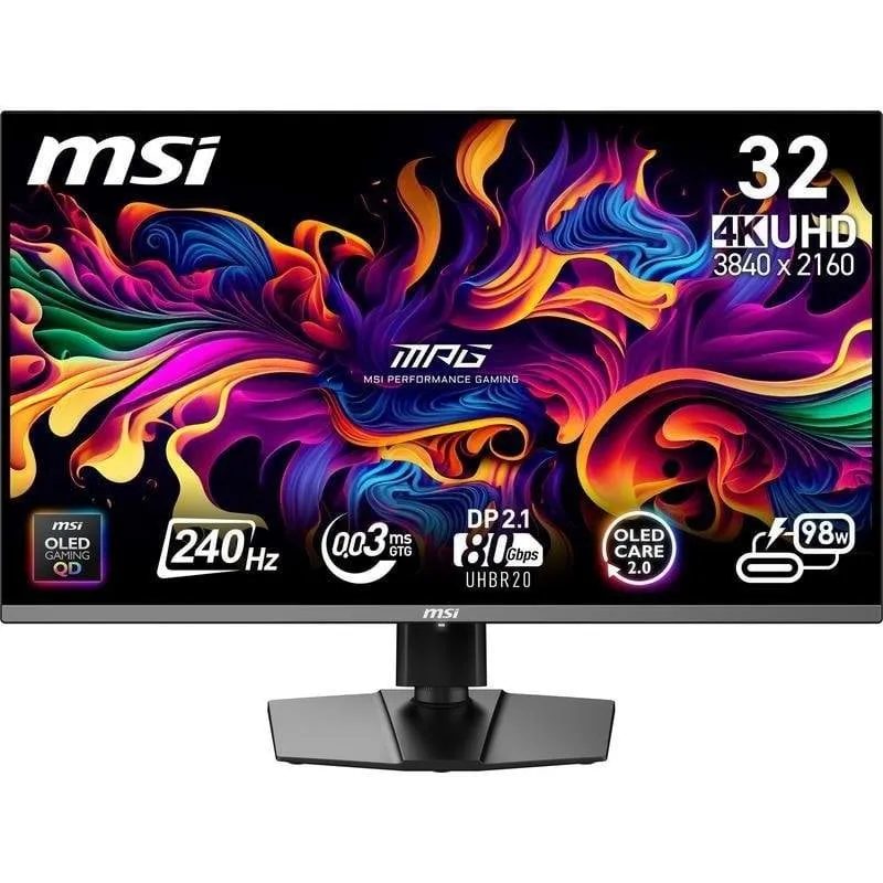 Monitor PC MSI MPG 322URX QD-OLED 31,5" UltraHD 4K 240Hz QD-OLED G-SYNC HDR Regolabile