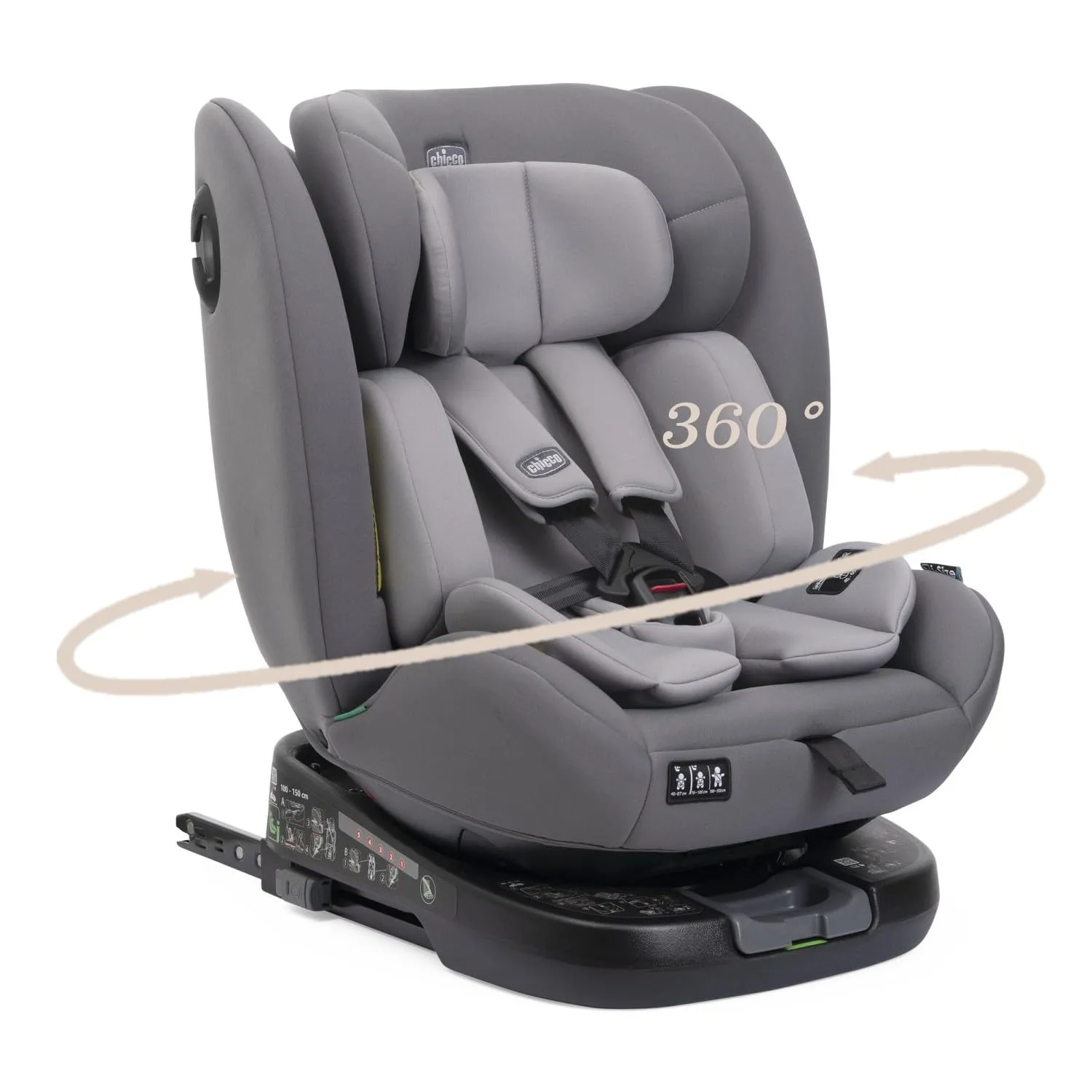 Chicco Unico Evo I-Size, Seggiolino Auto 0-36 Kg, omologato ECE R129/03, Isofix Girevole A 360° E Reclinabile, Gruppo 0+/1/2/3 Da 0 A 12 Anni