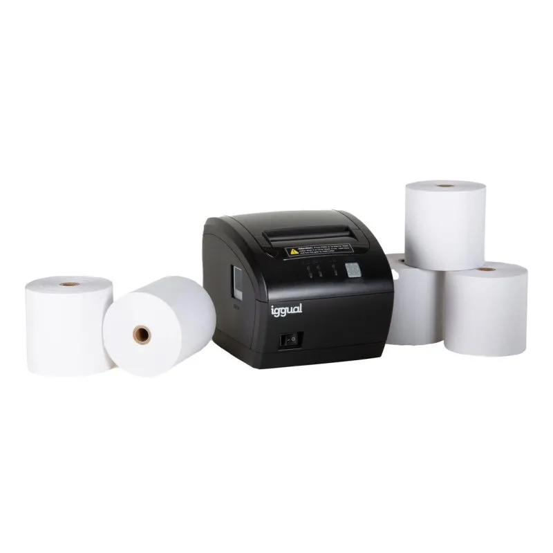 Stampante Termica USB iggual TP EASY 80 con taglierina e kit 5 rotoli