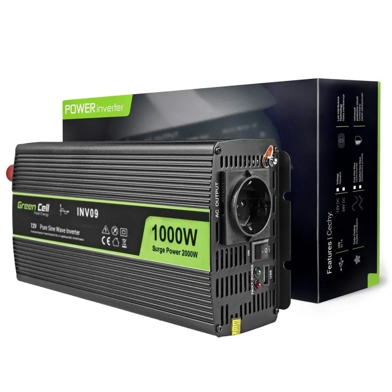 Adattatore/inverter di alimentazione Green Cell Inv09 Auto 1000W nero