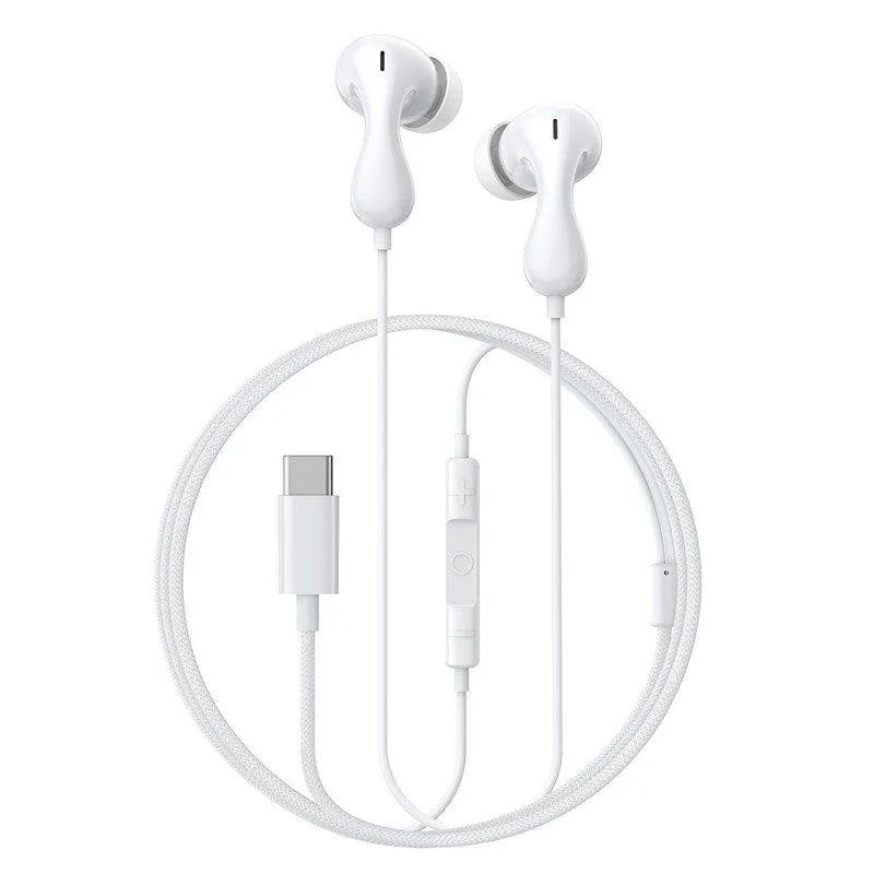 Auricolari Baseus Encok Cz20 con cavo USB-C per chiamate e musica bianchi