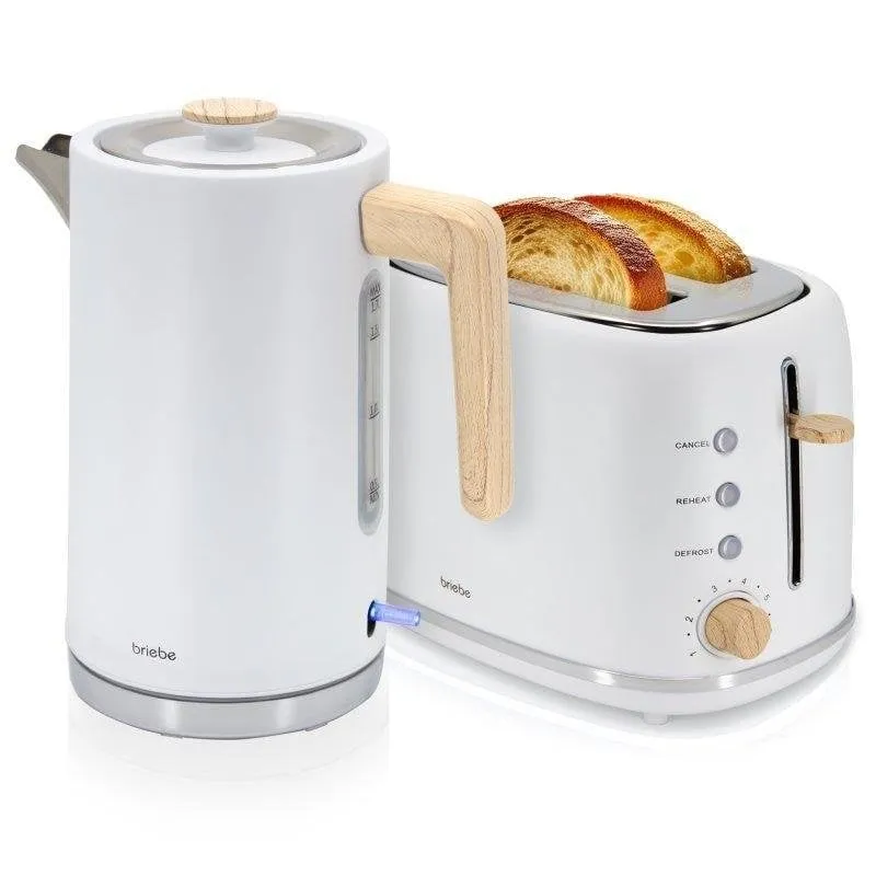 Tostapane Briebe SKT1167WHT 2 fessure larghe 870 W 6 livelli, bollitore 1,7 L, bianco