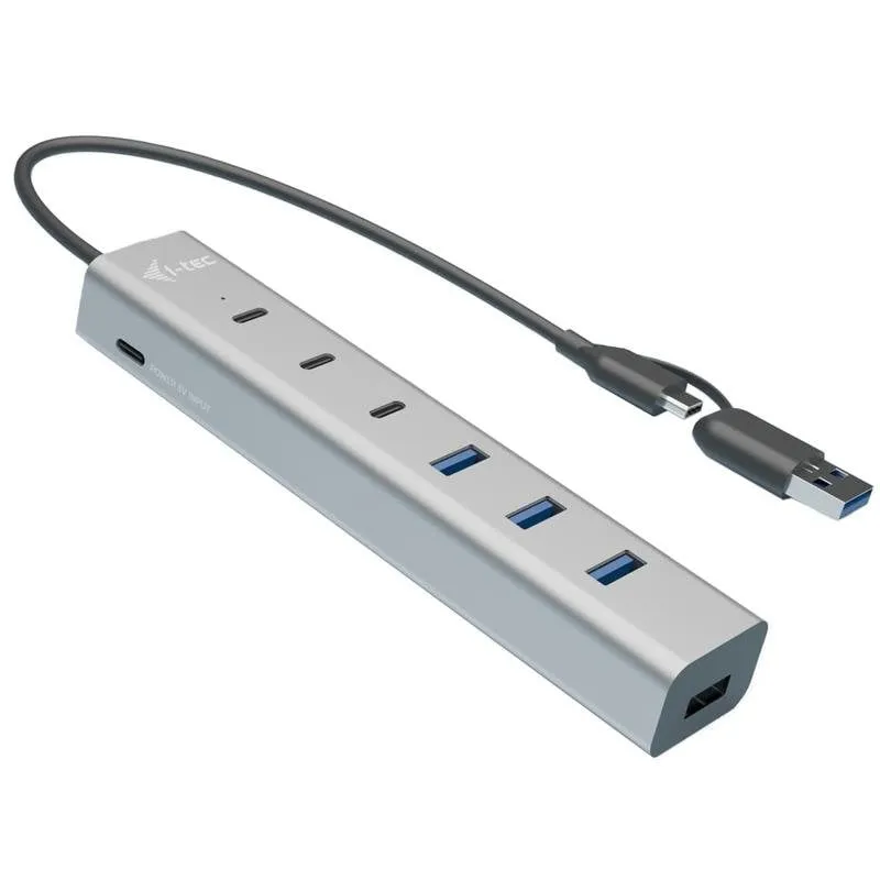 Hub I-Tec 7 porte 5 Gbps modello Charging Metal HUB USB-C USB-A, protezione avanzata