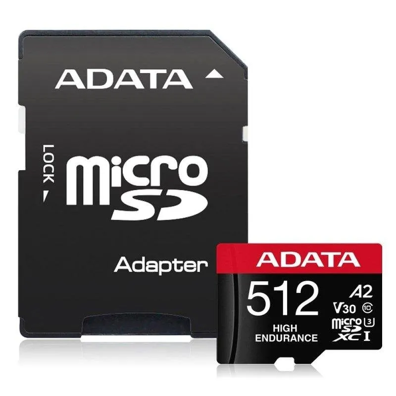 Scheda MicroSDXC Adata High Endurance 512GB UHS-I U3 V30 A2 100MB/s Adapter