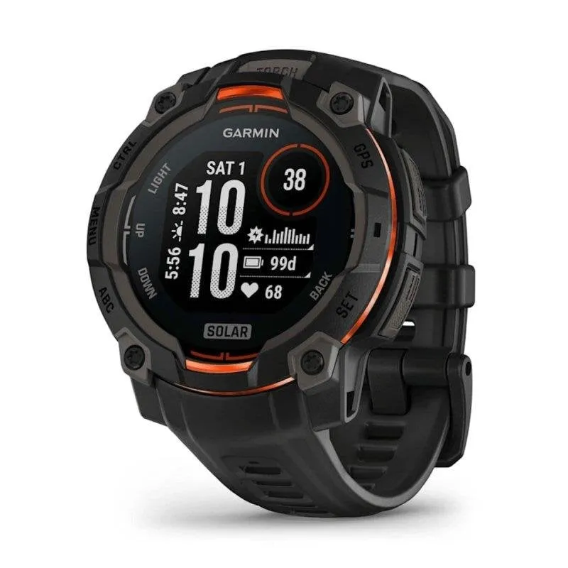 Garmin Instinct 3 Solar Bluetooth GPS 50mm MIP Nero Carbone SpO2 Cardio Sonno Resistenza 10ATM