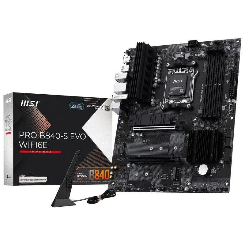 Schede Madri MSI PRO B840-S EVO WIFI6E AMD B840 Socket AM5 DDR5 ATX WiFi 6E PCIe 4.0 M.2 LAN 2.5G