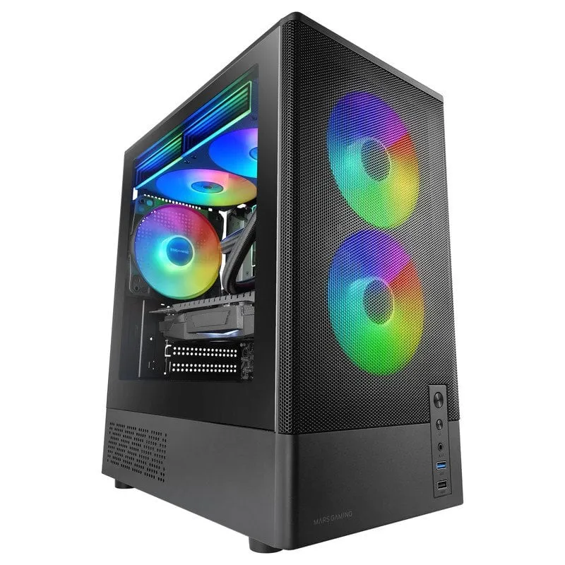 Mars Gaming Mc-onyx Gaming Case Microatx Metal Mesh 3x Ventole ARGB Doppia Camera Nero