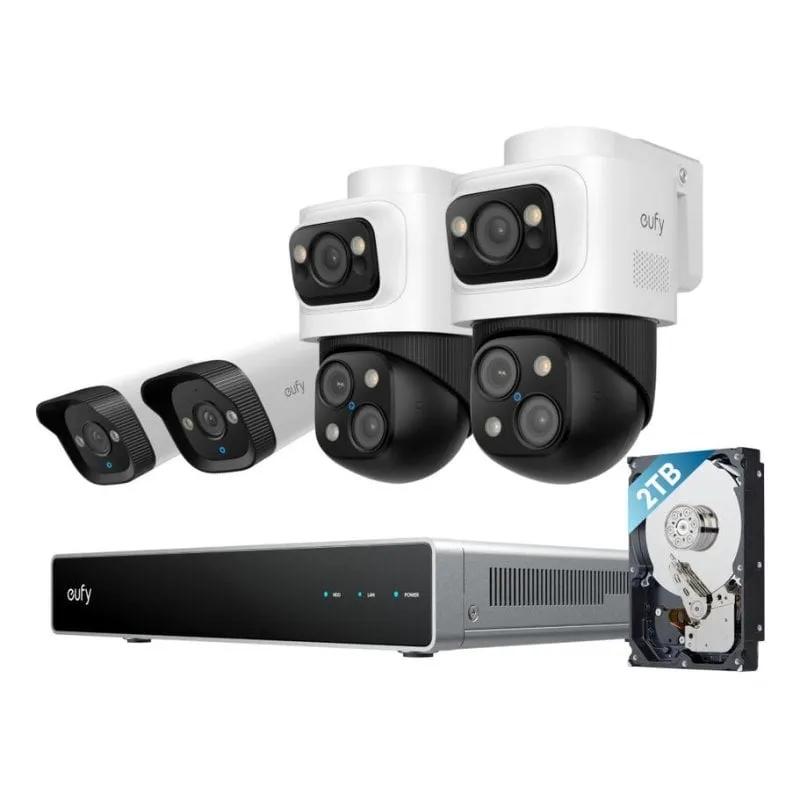 Sistema di sicurezza NVR con telecamera IP Eufy S4 4K, zoom ottico, visione notturna, per interni ed esterni, IP67
