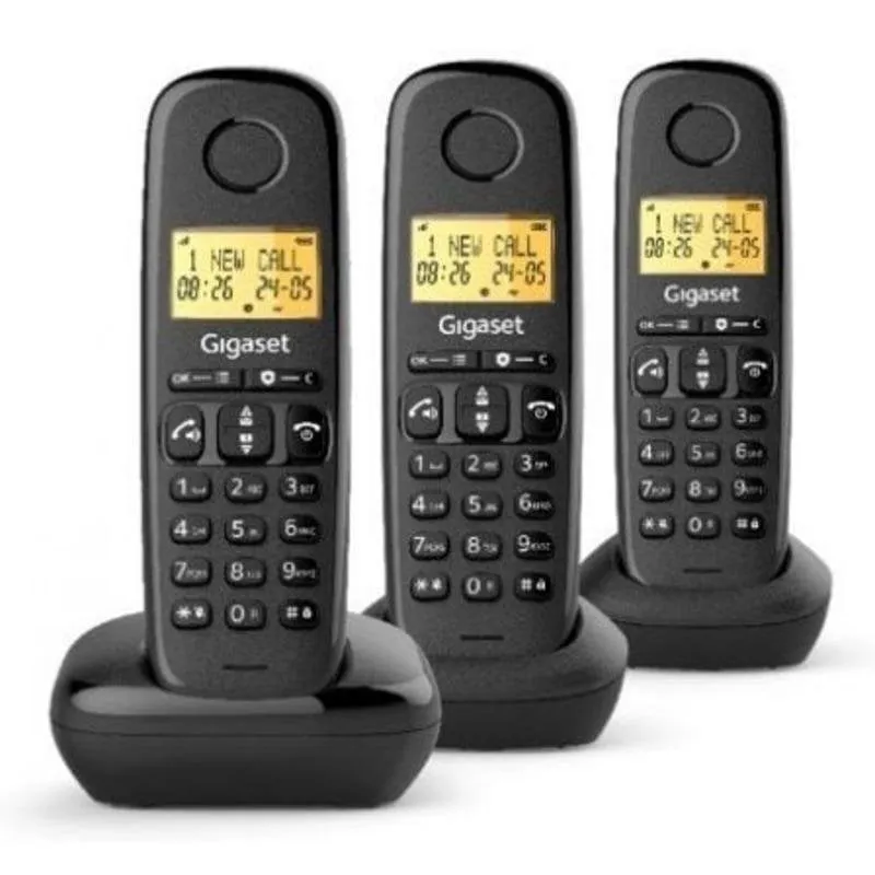 Telefono cordless Gigaset Basic 100 TRIO Nero vivavoce Schermo 1,5" Blocco chiamate