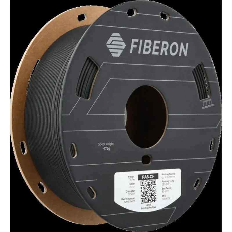 Filamento PA6-CF20 Polymaker Fiberon FG03001 Nero 1,75 mm 20% Fibra di Carbonio Alta Resistenza