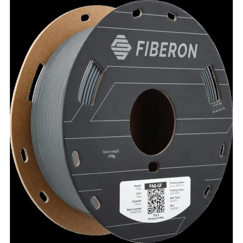 Filamento PA6-GF25 Polymaker Fiberon FG02001 Grigio 1,75 mm Fibra Vetro