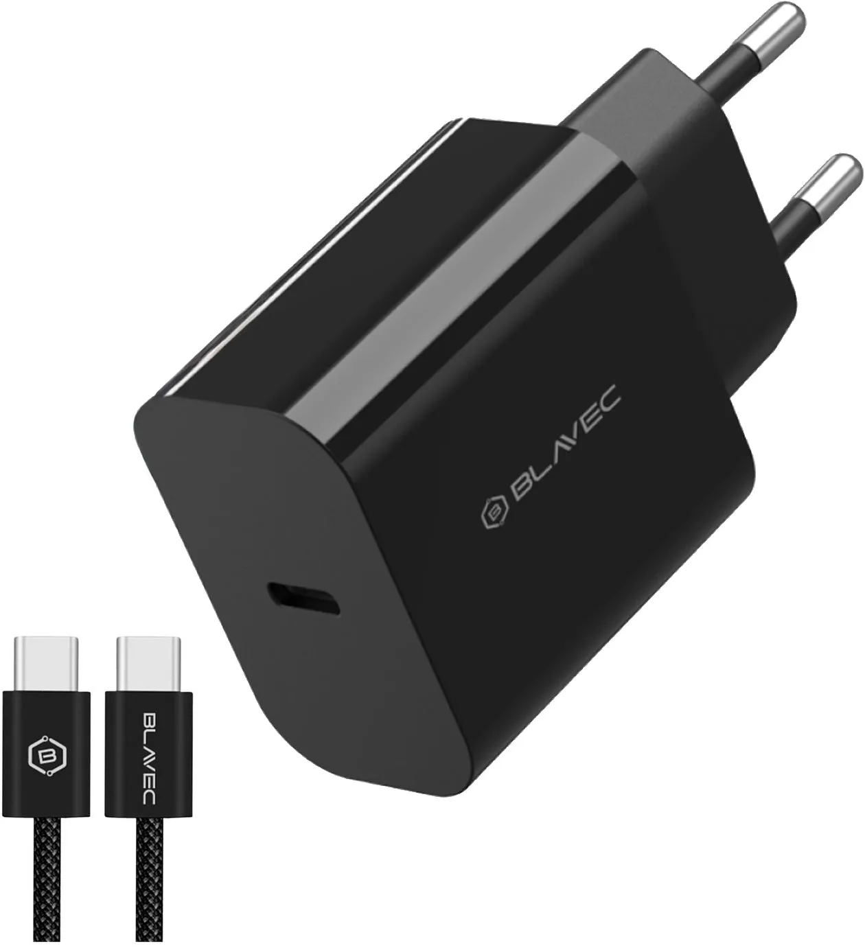 Caricabatterie da rete con cavo USB-C Blavec BC-14, 30 W, 3 A, 1 x USB-C, nero