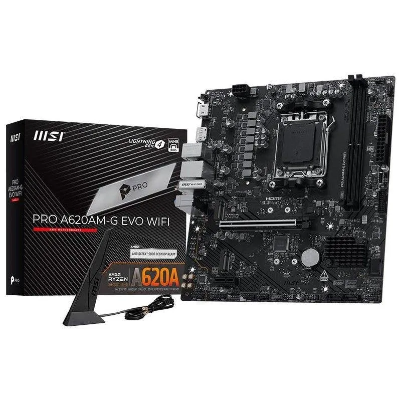Schede Madri MSI PRO A620AM-G EVO WIFI AMD A620A Socket AM5 DDR5 Micro-ATX WiFi 6E 2.5G LAN