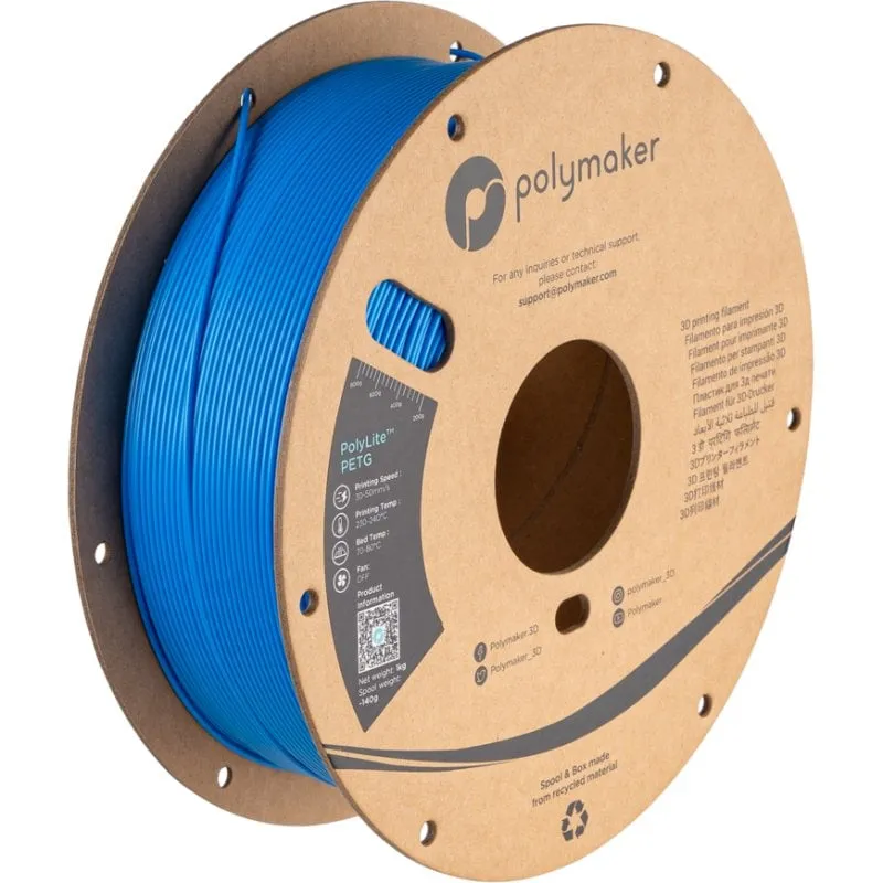 Filamento PETG Polymaker PolyLite PB01042 Blu 1,75 mm Alta Trasparenza