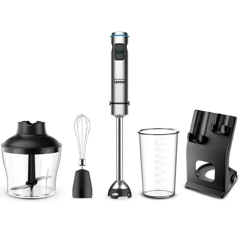 Frullatore a Immersione Grunkel BM-1500SET 1500W Turbo 4 Lame Vaso 800ml Accessori