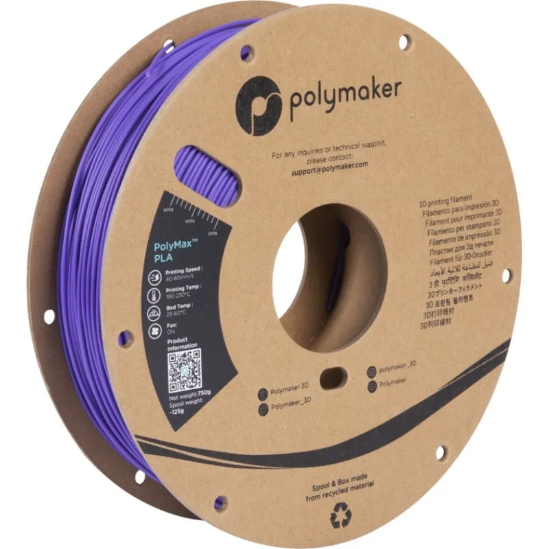 Filamento PLA Polymaker PolyMax Violetta 1,75 mm Jam-Free Alta Resistenza