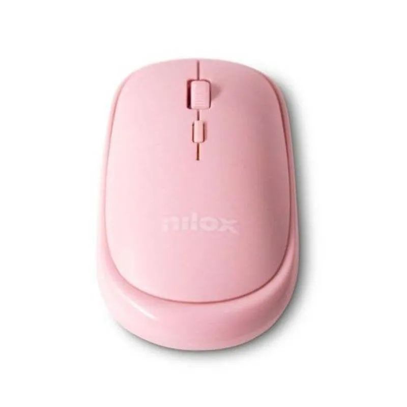 Mouse Nilox wireless USB-A 1600 DPI rosa ricaricabile compatto