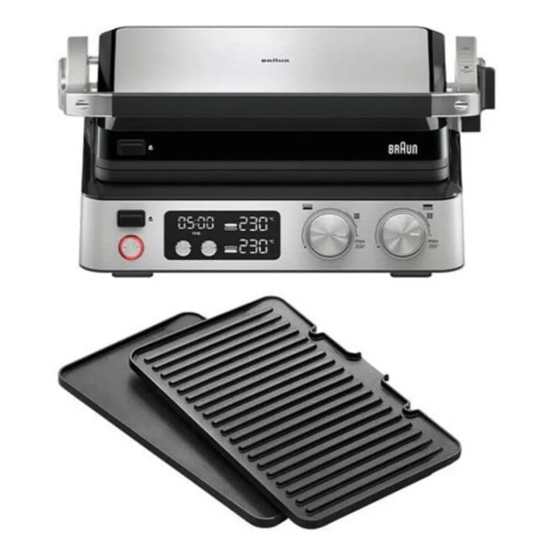 Griglia elettrica Braun CG 7040 superfici antiaderenti 2000W acciaio nero