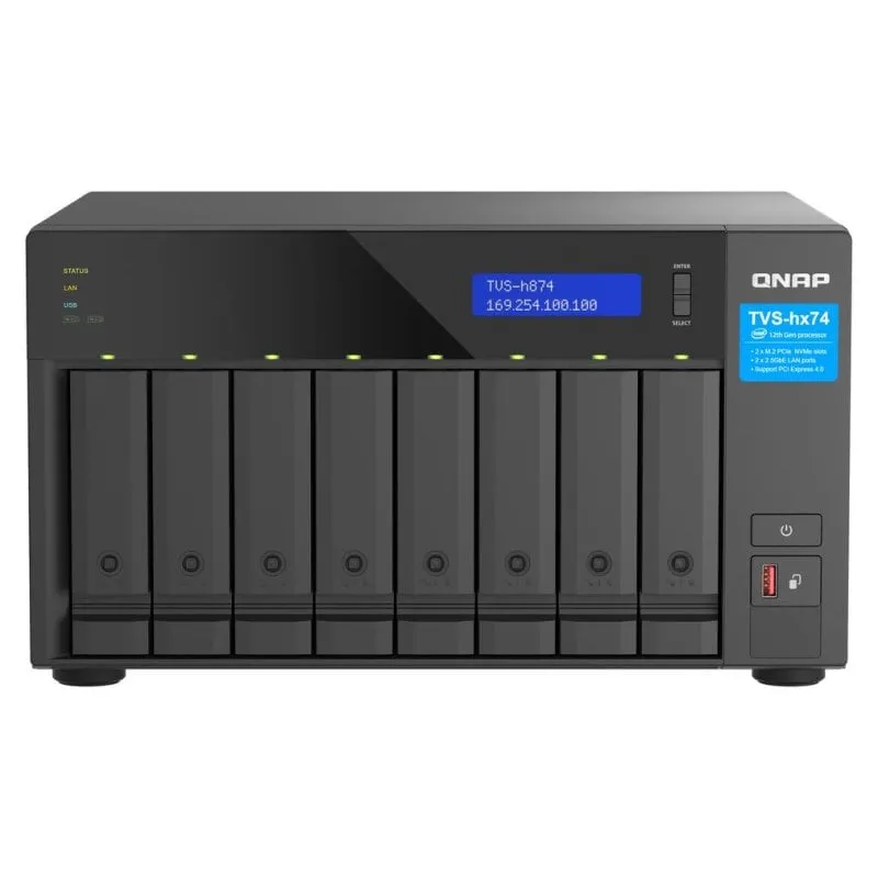 NAS Tower QNAP 8 Bay Intel Core i7 32GB DDR4 2.5GbE TVS-h874-i7-32G espandibile PCIe 4.0