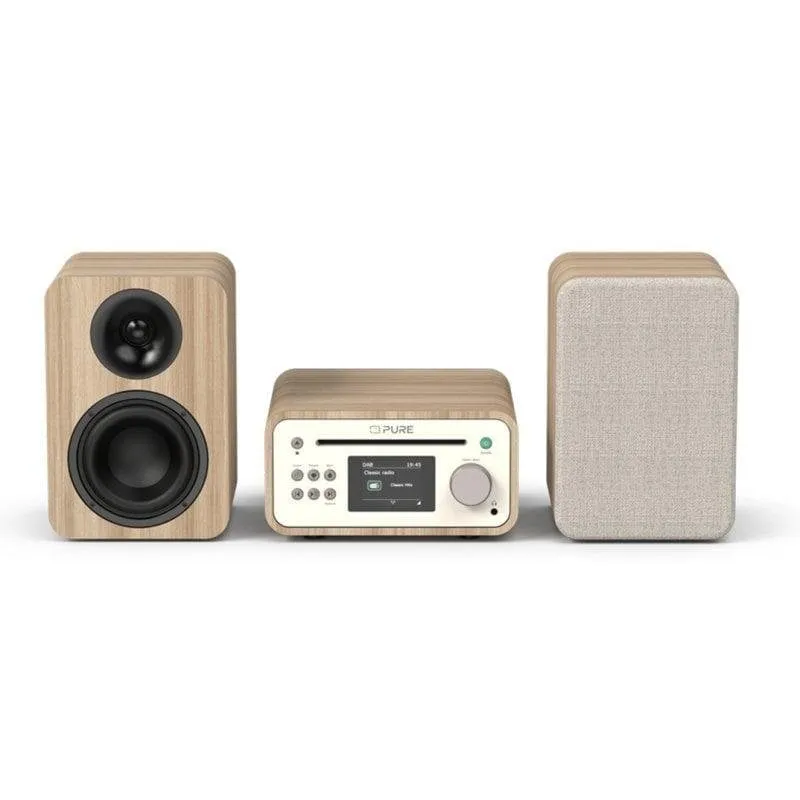 Microcatena Pure Classic Stereo Mini 40W RMS Bluetooth USB CD DAB+ Orologio Rovere/Bianco