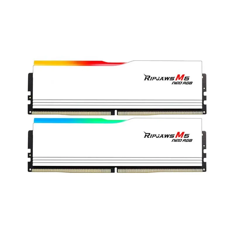 Memoria RAM G.Skill Ripjaws M5 Neo RGB F5-6000J2836G32GX2-RM5NRW 64GB 2x32GB DDR5 6000MHz CL28 AMD EXPO RGB Bianco