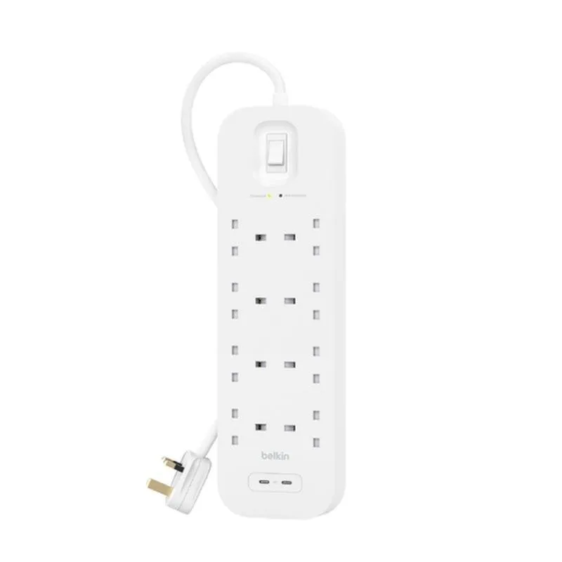 Multipresa Belkin Connect SRB004CA2M 8 prese 2 USB-C protezione da sovratensioni cavo 2 m