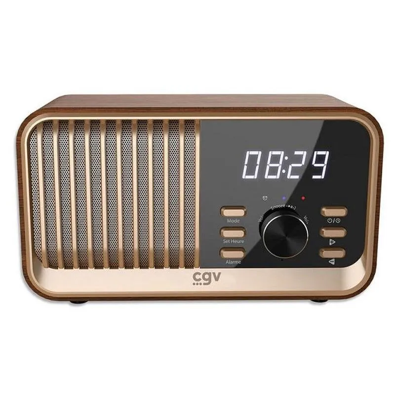 Radio sveglia CGV BeBop FM BOIS stereo legno Bluetooth USB MicroSD