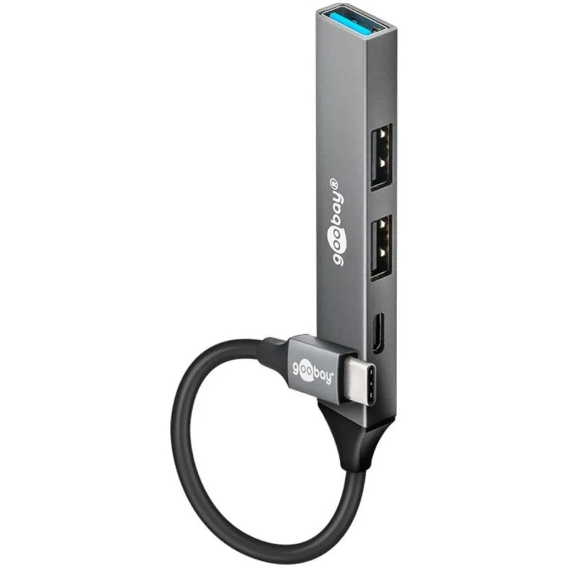 Hub Goobay 4 porte 5000 Mbit/s modello 74459 alluminio USB-C e USB-A