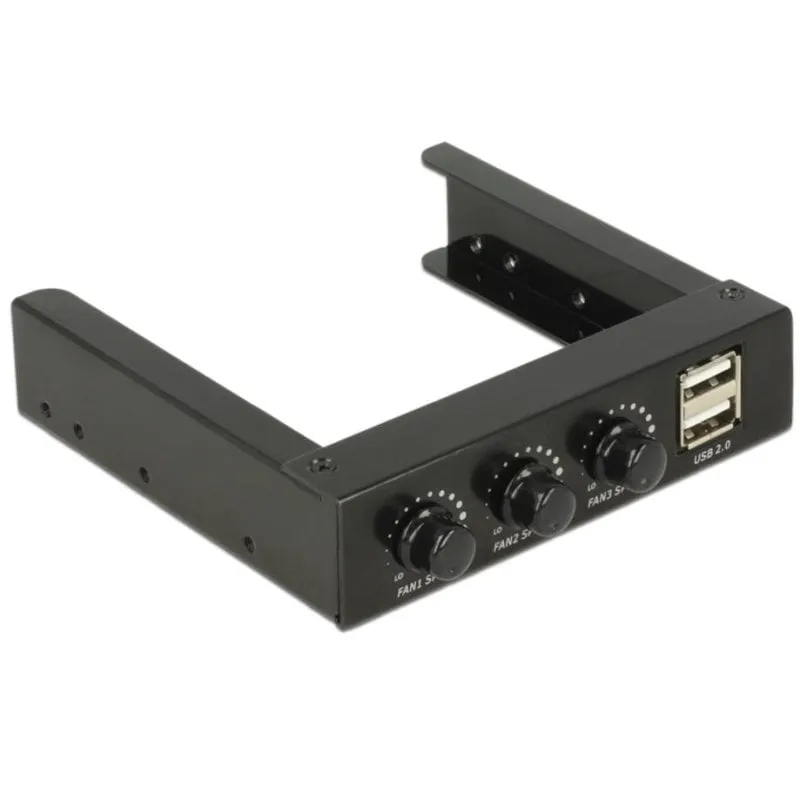 Controller ventola DeLock 62714 3 canali USB 2.0 pannello frontale nero