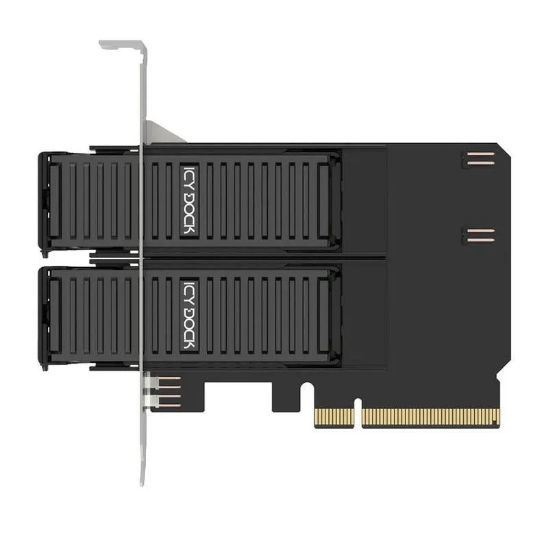 Scheda adattatore ICY DOCK MB312M4P-B doppio SSD M.2 NVMe PCIe 4.0 x8