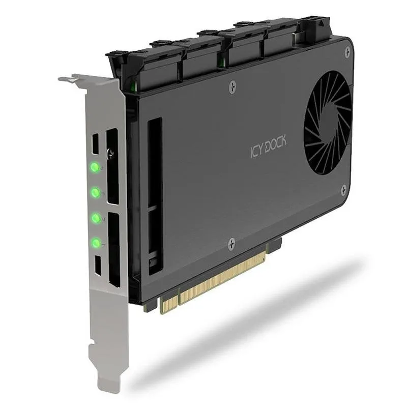 Scheda di espansione ICY DOCK MB204MP-B 4x M.2 NVMe PCIe 5.0 x16