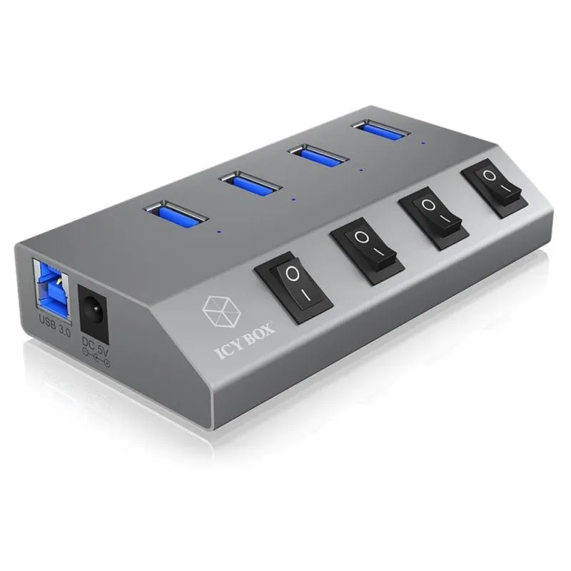 Hub ICY BOX 4 porte USB 5 Gbps IB-HUB1405 Alluminio Alimentazione AC