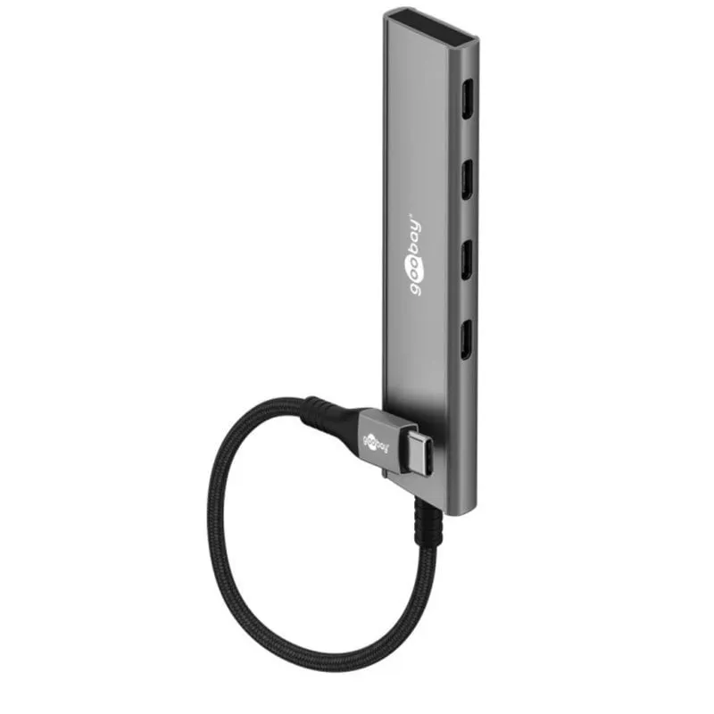Hub Goobay 4 porte 5 Gbps USB Type-C modello 76564 Slim alluminio