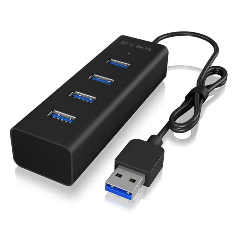 Hub ICY BOX 4 porte 5 Gbps IB-HUB1409-U3 corpo in alluminio Nero