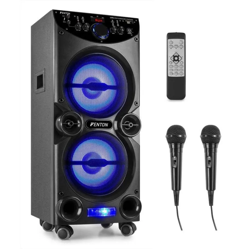 Altoparlanti Fenton Karaoke Wireless 400W con luci LED e doppio microfono