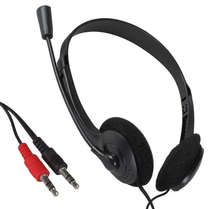 Auricolari IGGUAL EASY CALL con cavo doppio jack 3,5 mm per ufficio call center microfono regolabile neri