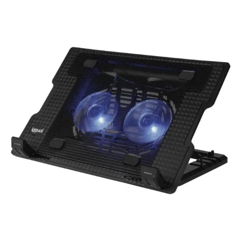 Supporto Portatile IGGUAL RP2V17A Doppio Ventilatore 2 USB 4 Altezze fino a 17"