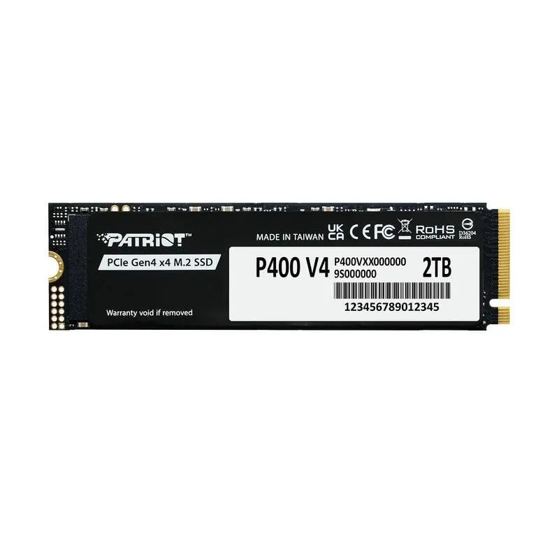Disco Duro Patriot P400 V4 2TB SSD M.2 2280 PCIe 4.0 NVMe 5200 MBps Senza Dissipatore