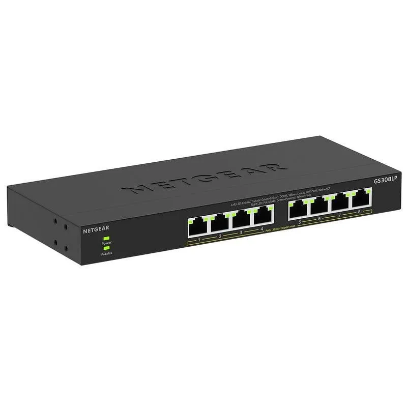 Switch Netgear GS308LP 8 porte Gigabit PoE+ unmanaged compatto