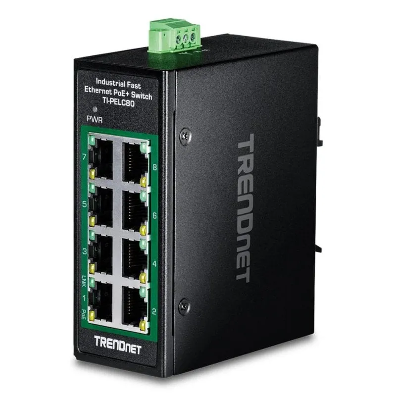 Switch TRENDnet TI-PELC80 Fast Ethernet 8 Porte PoE+ Montaggio DIN