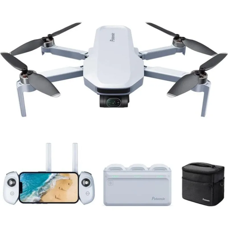 Drone Potensic Atom Fly More Combo 12 MP 4K Gimbal 3 Assi GPS Bianco