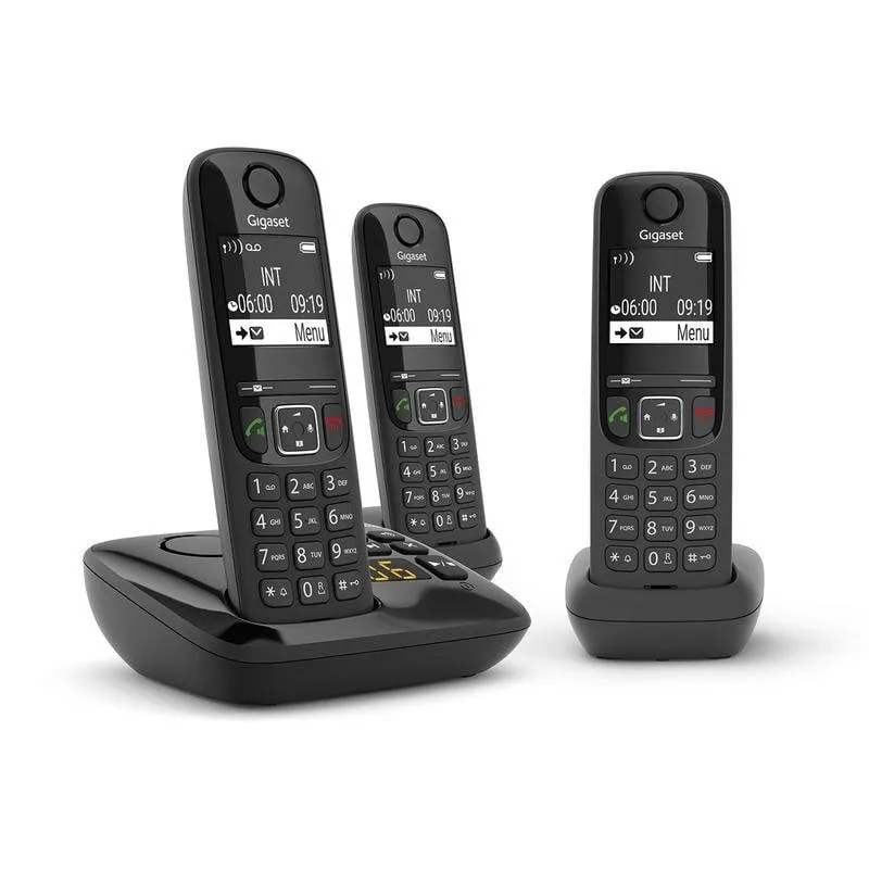 Telefono Gigaset AS690A Trio DECT con vivavoce display 2" tasti grandi Nero