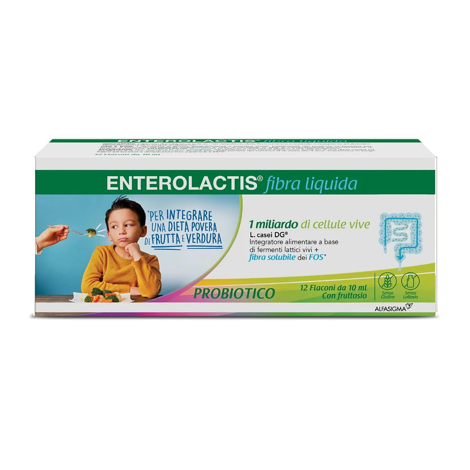 Enterolactis Fibra Liquida 12 flaconcini gusto limone: integrazione di fibre e probiotici