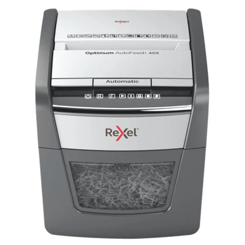 Trituratore di documenti REXEL AutoFeed 45X taglio incrociato 45 fogli 20L Black Silver