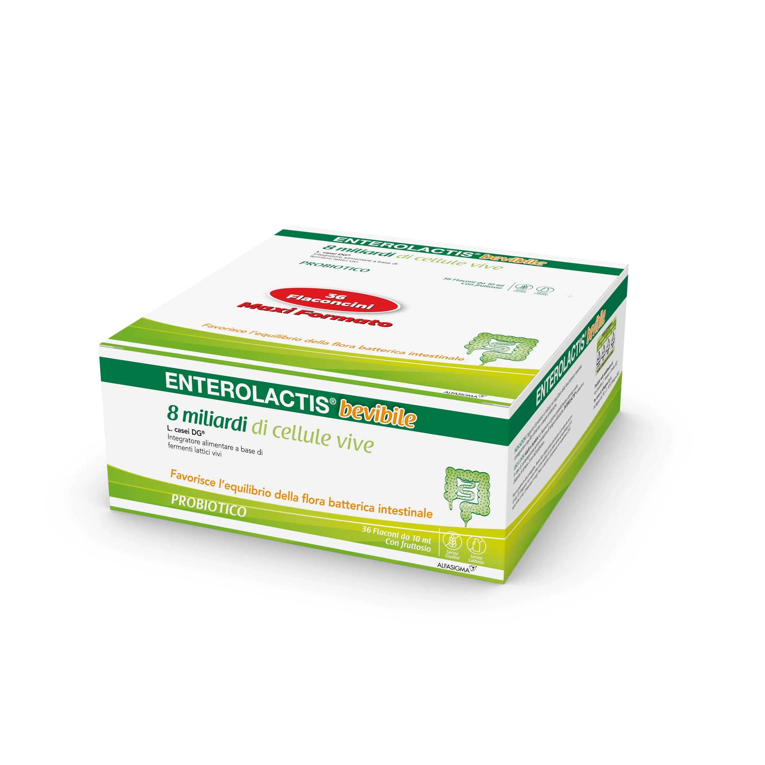 Enterolactis Bevibile, confezione da 36 flaconcini 10 ml, gusto fragola: fermenti lattici, probiotici, supporto all'equilibrio della flora intestinale, anche in gravidanza e allattamento