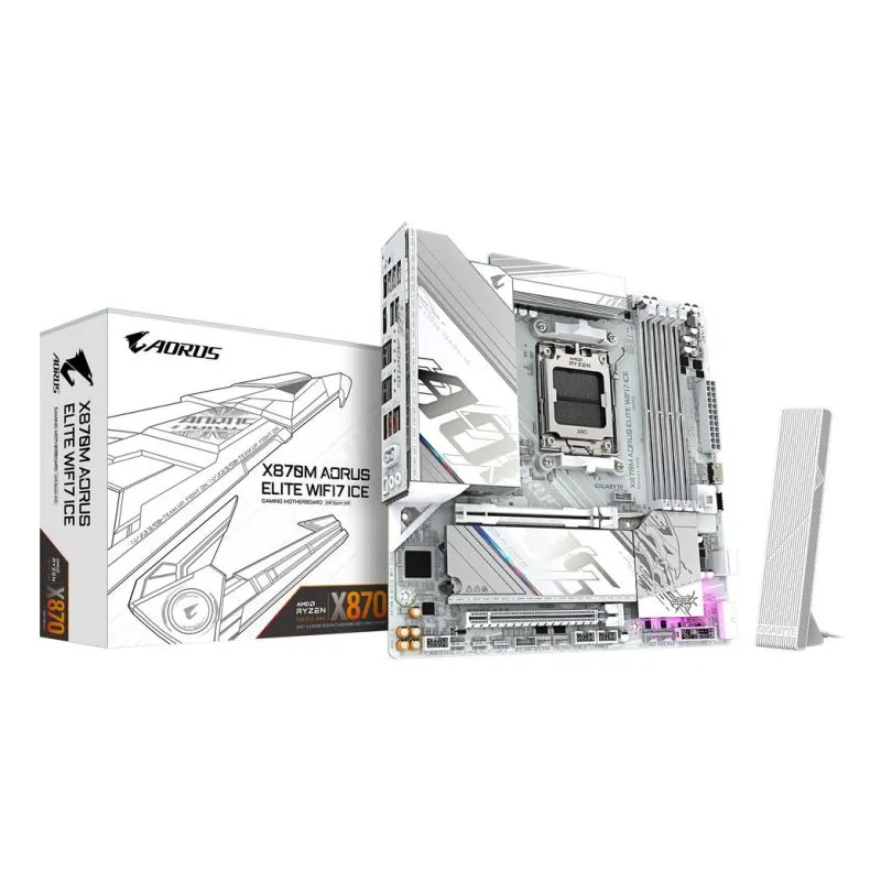 Schede Madri Gigabyte X870M AORUS ELITE WIFI7 ICE AMD X870 Socket AM5 DDR5 Micro ATX Wi-Fi 7 USB4 2.5GbE PCIe 5.0 RGB