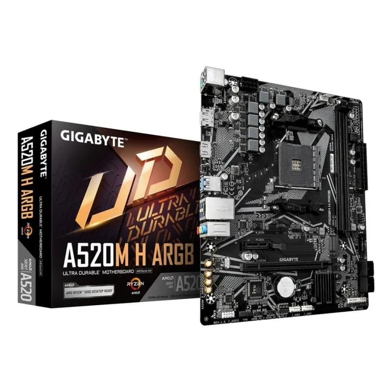 Schede Madri Gigabyte A520M H ARGB A520 AM4 DDR4 Micro-ATX LAN 1GbE RGB