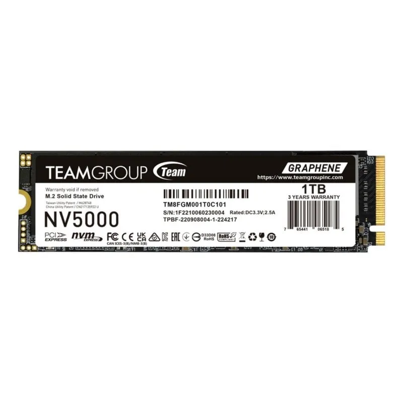 Disco Duro Team Group NV5000 1TB M.2 NVMe PCIe 4.0 4500MB/s