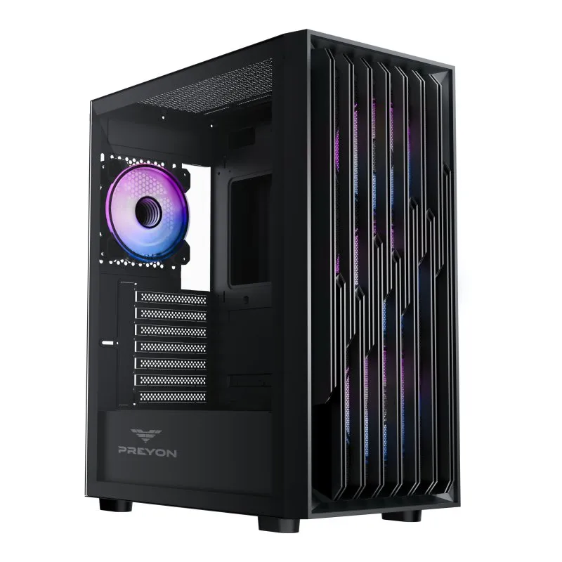 Caja PC Preyon Nest Quarry ATX/E-ATX Vetro Temperato Torre Nero ARGB Controller