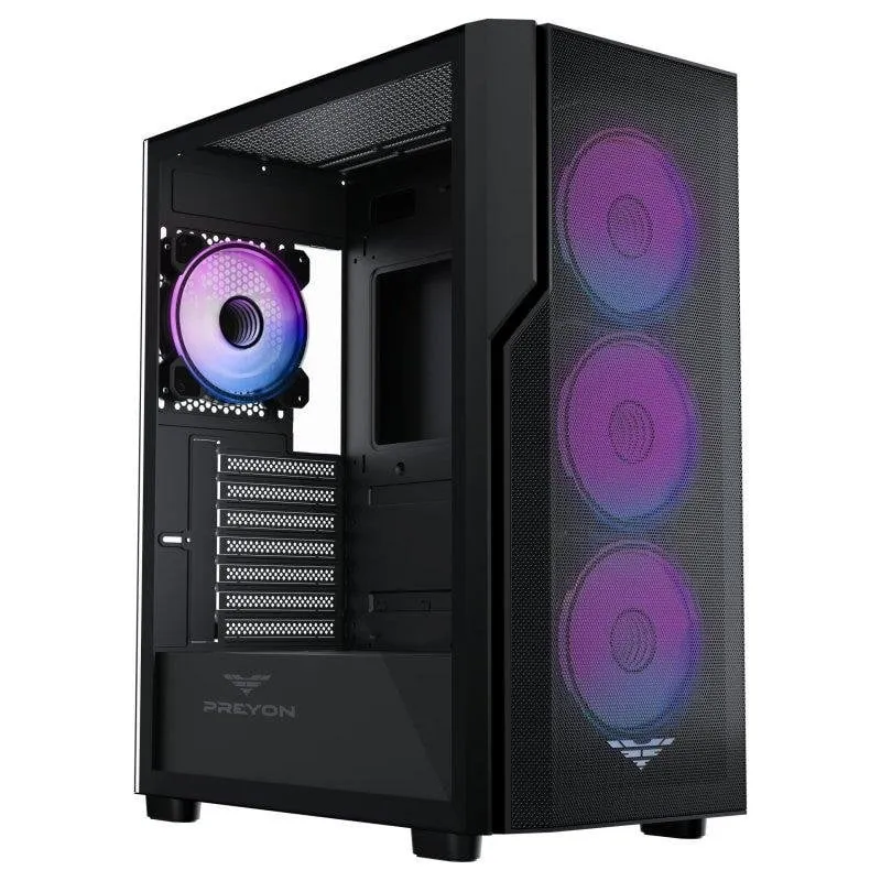 Caja PC Preyon Nest Aero ATX/E-ATX Vetro Temperato Mesh Nero ARGB Controller